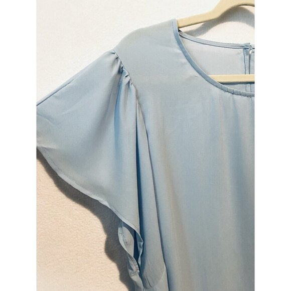 Torrid Top Womens 3X Skyway Blue Georgette Dolman Flutter Sleeve Sheer Fairy - Picture 4 of 10